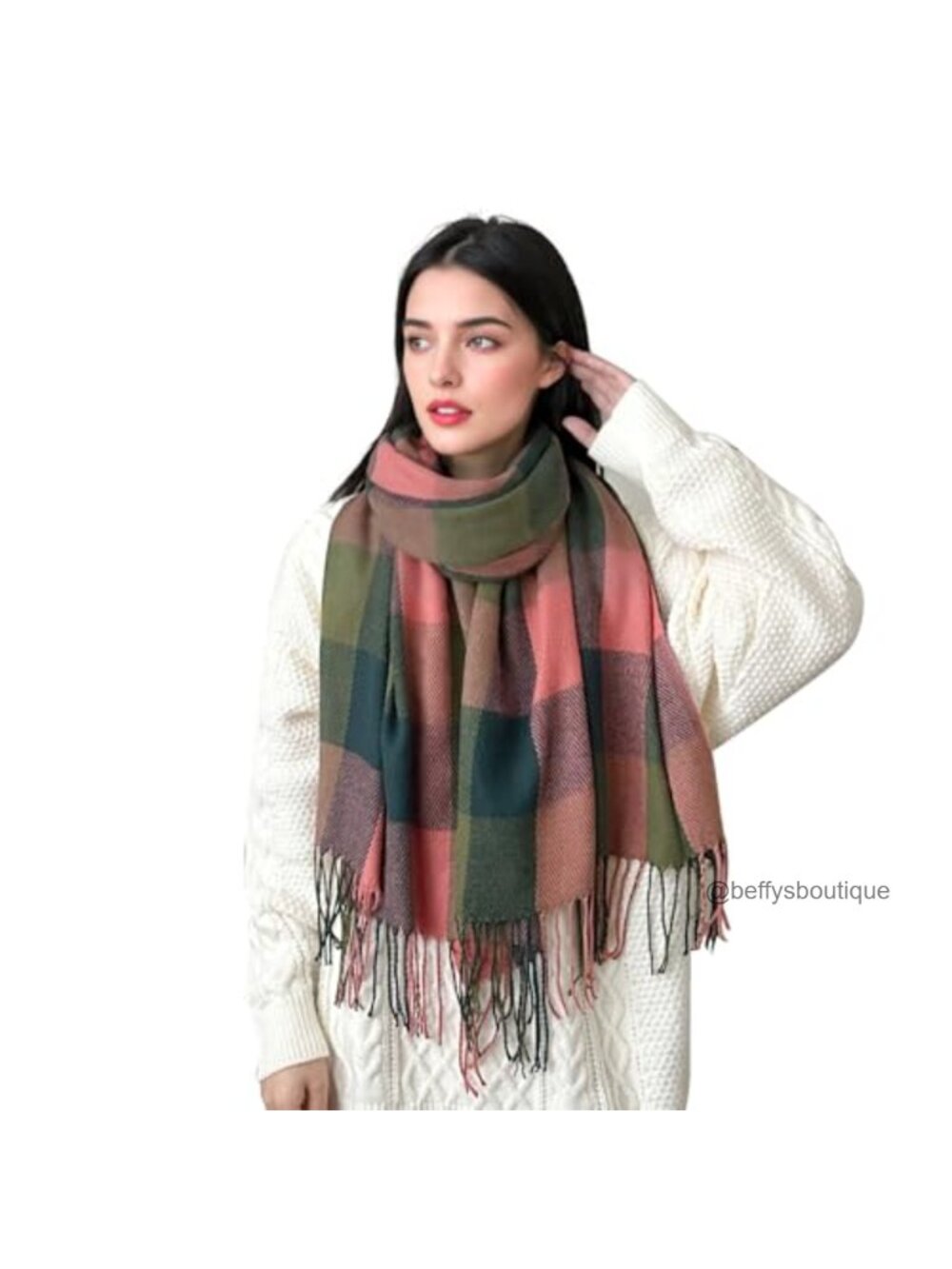 Oversized Plaid Blanket Scarf Shawl 100% Acrylic Long Winter Wrap